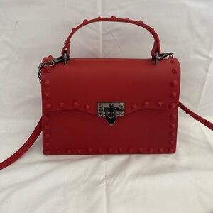 Red Silicone Studded Crossbody Bag